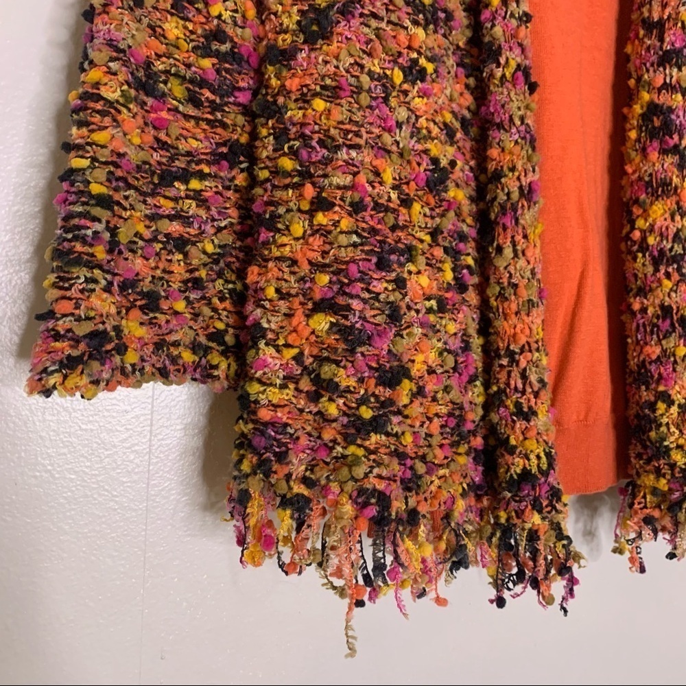 Ruby Rd Multi Color Popcorn Knit Open Front Fring… - image 2